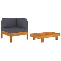 2-tlg. Garten-Lounge-Set mit Dunkelgrauen Kissen Akazienholz Vidaxl von VIDAXL