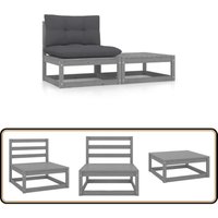 2-tlg. Garten-Lounge-Set mit Kissen Grau Kiefer Massivholz - Gartensessel - Lounge Set - Gartenmöbeln - Outdoor Möbel - Kiefernholz 2-tlg. Garten-Lounge-Set mit Kissen Grau Kiefer Massivholz - Gartensessel - Lounge Set - Gartenmöbeln - Outdoor Möbel - Kiefernholz von VIDAXL