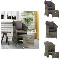 2-tlg. Garten-Lounge-Set mit Kissen Grau Poly Rattan - Garten Lounge Set - Outdoor Möbel - Loungeset - Rattan Sessel - Gartenstuhl von VIDAXL