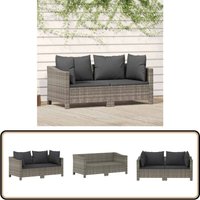 2-tlg. Garten-Lounge-Set mit Kissen Grau Poly Rattan - Gartenloungeset - Loungemöbel - Outdoor Möbel - Rattan Gartenmöbel - Polyrattan von VIDAXL