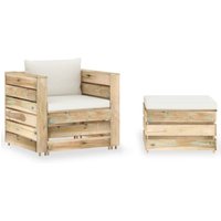 2-tlg. Garten-Lounge-Set mit Kissen Grün Imprägniertes Holz Vidaxl von VIDAXL