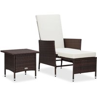 2-tlg. Garten-Lounge-Set mit Kissen Poly Rattan Braun Vidaxl von VIDAXL