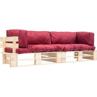 2-tlg. Outdoor-Sofa-Set Paletten mit Kissen in Rot Kiefernholz vidaXL852036 von BONNEVIE