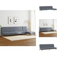 2-tlg. Sofagarnitur Dunkelgrau Samt - Samtsofa - Schlafcouch - Wohnzimmersofa - Couch Mit Chaise Longue - Ecksofa von VIDAXL