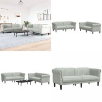 2-tlg. Sofagarnitur Hellgrau Samt - Samtsofa - Wohnzimmersofa - Couch - Couchtisch - Grau Sofa - Home & Living von VIDAXL