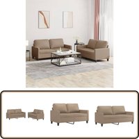 2-tlg. Sofagarnitur mit Kissen Cappuccino-Braun Kunstleder - Couch - 2er Set - Wohnlandschaft - Ledercouch - Kunstleder Sofa von VIDAXL