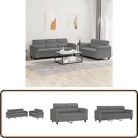 2-tlg. Sofagarnitur mit Kissen Dunkelgrau Mikrofasergewebe - Mikrofasercouch - Couchgarnitur - Wohnzimmersofa - 2er Sofa - 3er Sofa von VIDAXL