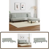 2-tlg. Sofagarnitur mit Kissen Hellgrau Samt - Samtsofa - Schlafcouch - Couchtisch - Wohnzimmermöbel - Schlafsofa Hellgrau von VIDAXL