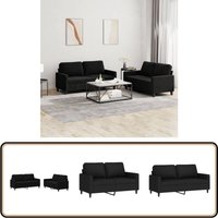 2-tlg. Sofagarnitur mit Kissen Schwarz Samt - Samtsofa - Wohnlandschaft - 2er Sofa - Schwarzes Sofa - Gemütliches Sofa von VIDAXL