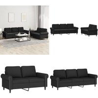 2-tlg. Sofagarnitur mit Kissen Schwarz Samt - Samtsofa - Wohnzimmersofa - Couchgarnitur - 2er Sofa - 3er Sofa - Home & Living von VIDAXL
