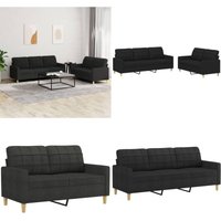 2-tlg. Sofagarnitur mit Kissen Schwarz Stoff - Couchtisch - Wohnzimmersofa - Ecksofa - Ledercouch - Samtkouch - Home & Living von VIDAXL