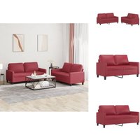 2-tlg. Sofagarnitur mit Kissen Weinrot Kunstleder - Weinfarbener Sessel - Couchtisch Set - Ledercouch - Wohnzimmersofa - Gemütliches Sofa 2-tlg. Sofagarnitur mit Kissen Weinrot Kunstleder - Weinfarbener Sessel - Couchtisch Set - Ledercouch - Wohnzimmersofa - Gemütliches Sofa von VIDAXL
