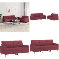 Vidaxl - 2-tlg. Sofagarnitur mit Kissen Weinrot Stoff - Weinfarbener Wohnbereich - Couchgarnitur - Ledercouch - Gemütliches Sofa - Lounge Möbel von VIDAXL