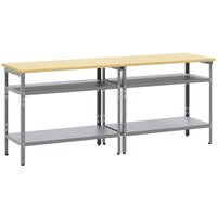 2-tlg. Werkbank-Set Grau Stahl Vidaxl 735120 von VIDAXL