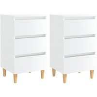 2er-Set Nachttische,Beistelltische mit Holzbeinen Hochglanz-Weiß 40x35x69 cm Vidaxl 2er-Set Nachttische,Beistelltische mit Holzbeinen Hochglanz-Weiß 40x35x69 cm Vidaxl von VIDAXL