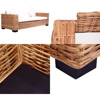 3-Sitzer Gartensofa Natürliches Rattan - Rattengartenmöbel - Outdoor-Sofa - Esszimmergarnitur - Balkonmöbel - Terrassenmöbel - Home & Living von VIDAXL