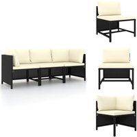 3-Sitzer-Gartensofa mit Auflagen Schwarz Poly Rattan - Outdoor Möbel - Gartenmöbel - Eckbank - Rattan Gartenmöbel - Balkonmöbel 3-Sitzer-Gartensofa mit Auflagen Schwarz Poly Rattan - Outdoor Möbel - Gartenmöbel - Eckbank - Rattan Gartenmöbel - Balkonmöbel von VIDAXL