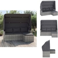 3-Sitzer-Gartensofa mit Dach und Fußhocker Grau Poly Rattan - Outdoor Möbel - Gartenmöbel - Gartensofa - Esszimmergarnitur - Lounge Set 3-Sitzer-Gartensofa mit Dach und Fußhocker Grau Poly Rattan - Outdoor Möbel - Gartenmöbel - Gartensofa - Esszimmergarnitur - Lounge Set von VIDAXL