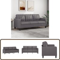 3-Sitzer-Sofa Grau 180 cm Kunstleder - Couch - 3-Sitzer Sofa - Wohncouch - Leder Sofa - Grau Couch 3-Sitzer-Sofa Grau 180 cm Kunstleder - Couch - 3-Sitzer Sofa - Wohncouch - Leder Sofa - Grau Couch von VIDAXL