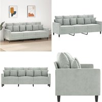 Vidaxl - 3-Sitzer-Sofa Hellgrau 180 cm Samt - Samtsofa - Wohnlandschaft - 3er Sofa - Grau Sofa - Modernes Sofa - Home & Living von VIDAXL