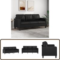 3-Sitzer-Sofa Schwarz 180 cm Kunstleder - 3-Sitzer-Sofa - Schwarzes Sofa - Ledercouch - Wohnzimmersofa - Modernes Sofa 3-Sitzer-Sofa Schwarz 180 cm Kunstleder - 3-Sitzer-Sofa - Schwarzes Sofa - Ledercouch - Wohnzimmersofa - Modernes Sofa von VIDAXL