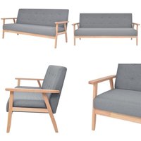 3-Sitzer-Sofa Stoff Hellgrau - 3-Sitzer Sofa - Wohnlandschaft - Ecksofa - Grau Sofa - Modernes Sofa - Home & Living von VIDAXL