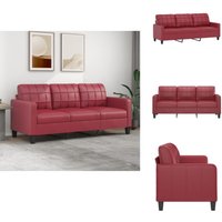 3-Sitzer-Sofa Weinrot 180 cm Kunstleder - 3-Sitzer Sofa - Wohnzimmersofa - Ledercouch - Ecksofa - Relaxsessel 3-Sitzer-Sofa Weinrot 180 cm Kunstleder - 3-Sitzer Sofa - Wohnzimmersofa - Ledercouch - Ecksofa - Relaxsessel von VIDAXL