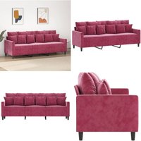 3-Sitzer-Sofa Weinrot 180 cm Samt - Samtsofa - Wohnlandschaft - 3er Sofa - Couchtisch - Lounge Möbel - Home & Living 3-Sitzer-Sofa Weinrot 180 cm Samt - Samtsofa - Wohnlandschaft - 3er Sofa - Couchtisch - Lounge Möbel - Home & Living von VIDAXL