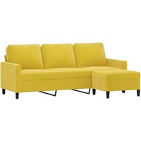 3-Sitzer-Sofa mit Hocker Gelb 180 cm Samt Vidaxl von VIDAXL