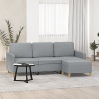 3-Sitzer-Sofa mit Hocker Hellgrau 180 cm Stoff Vidaxl von VIDAXL
