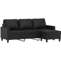 3-Sitzer-Sofa mit Hocker Schwarz 180 cm Kunstleder vidaXL von VIDAXL