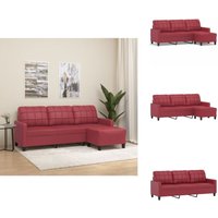 3-Sitzer-Sofa mit Hocker Weinrot 180 cm Kunstleder - 3-Sitzer-Sofa - Ledercouch - Wohnzimmersofa - Lounge Möbel - Ecksofa 3-Sitzer-Sofa mit Hocker Weinrot 180 cm Kunstleder - 3-Sitzer-Sofa - Ledercouch - Wohnzimmersofa - Lounge Möbel - Ecksofa von VIDAXL