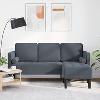 3-Sitzer Sofa mit L-förmigem Chaise in Dunkelgrau 160 cm Samt Vidaxl von VIDAXL