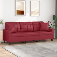 3-Sitzer-Sofa mit Zierkissen Weinrot 180 cm Kunstleder - Vidaxl von VIDAXL