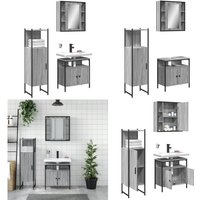 Vidaxl - 3-tlg. Badmöbel-Set Grau Sonoma Holzwerkstoff - Badmöbel-Set - Duschkabine - Badezimmermöbel - Badzimmer Einrichtung - Grau Sonoma - Home & von VIDAXL