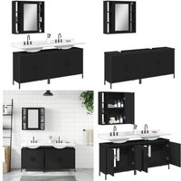 3-tlg. Badmöbel-Set Schwarz Holzwerkstoff - Badezimmermöbel - Badschrank - Spiegelkombination - Badmöbel Set - Unterschränke - Home & Living 3-tlg. Badmöbel-Set Schwarz Holzwerkstoff - Badezimmermöbel - Badschrank - Spiegelkombination - Badmöbel Set - Unterschränke - Home & Living von VIDAXL