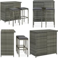 3-tlg. Bar Set Poly Rattan Grau - Bartisch - Barhocker - Gartenmöbeln - Outdoor Möbeln - Rattan Tisch - Home & Living 3-tlg. Bar Set Poly Rattan Grau - Bartisch - Barhocker - Gartenmöbeln - Outdoor Möbeln - Rattan Tisch - Home & Living von VIDAXL