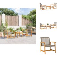 3-tlg. Bistro-Set Grau Poly Rattan und Akazienholz - Gartenmöbel - Bistro-Set - Outdoor-Möbel - Esstisch - Stühle 3-tlg. Bistro-Set Grau Poly Rattan und Akazienholz - Gartenmöbel - Bistro-Set - Outdoor-Möbel - Esstisch - Stühle von VIDAXL