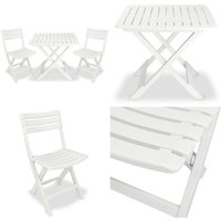 3-tlg. Bistro-Set Klappbar Kunststoff Weiß - Gartentisch - Gartensessel - Bistroset - Outdoor Möbel - Klapptisch - Home & Living von VIDAXL