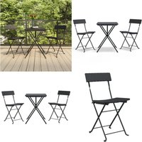 3-tlg. Bistro-Set Klappbar Schwarz Poly Rattan - Outdoor Möbel - Gartenmöbel - Bistroset - Esszimmergarnitur - Gartentisch - Home & Living von VIDAXL