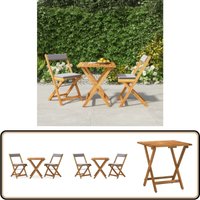 3-tlg. Bistro-Set Klappbar mit Kissen Massivholz Akazie - Gartenmöbeln - Bistro Set - Akazienholz - Klappbarer Tisch - Klappstuhl von VIDAXL