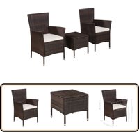 3-tlg. Bistro-Set Poly Rattan Braun - Outdoor Möbel - Gartenmöbel - Bistroset - Rattan Gartenmöbel - Esszimmergarnitur 3-tlg. Bistro-Set Poly Rattan Braun - Outdoor Möbel - Gartenmöbel - Bistroset - Rattan Gartenmöbel - Esszimmergarnitur von VIDAXL