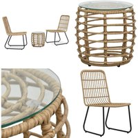 3-tlg. Bistro-Set Poly Rattan Eiche - Balkonmöbeln - Gartenstuhl - Esszimmergarnitur - Outdoor Furniture - Essplatz Im Freien - Home & Living von VIDAXL
