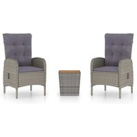 3-tlg. Bistro-Set Poly Rattan und Akazienholz Grau - Vidaxl von VIDAXL