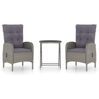 Vidaxl - 3-tlg. Bistro-Set Poly Rattan und Glas Grau von VIDAXL