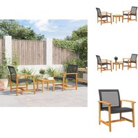 3-tlg. Bistro-Set Schwarz Poly Rattan und Akazienholz - Outdoor Möbeln - Gartenmöbel - Esstisch - Stühle - Bistroset 3-tlg. Bistro-Set Schwarz Poly Rattan und Akazienholz - Outdoor Möbeln - Gartenmöbel - Esstisch - Stühle - Bistroset von VIDAXL