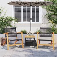 3-tlg. Bistro-Set Schwarz Poly Rattan und Massivholz Akazie - Vidaxl von VIDAXL