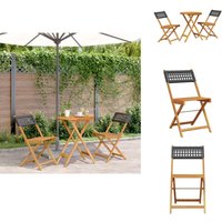 3-tlg. Bistro-Set Schwarz Poly Rattan und Massivholz - Gartenmöbel - Bistro Set - Ausziehbarer Tisch - Rattan Möbel - Acacias Holz 3-tlg. Bistro-Set Schwarz Poly Rattan und Massivholz - Gartenmöbel - Bistro Set - Ausziehbarer Tisch - Rattan Möbel - Acacias Holz von VIDAXL