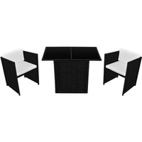 3-tlg. Bistro-Set mit Auflagen Poly Rattan Schwarz Vidaxl 3-tlg. Bistro-Set mit Auflagen Poly Rattan Schwarz Vidaxl von VIDAXL