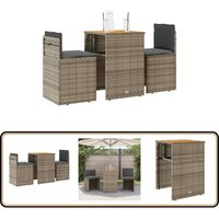 3-tlg. Bistro-Set mit Kissen Grau Poly Rattan - Gartensofa - Outdoor Möbel - Gartenmöbel - Esstisch - Bistroset 3-tlg. Bistro-Set mit Kissen Grau Poly Rattan - Gartensofa - Outdoor Möbel - Gartenmöbel - Esstisch - Bistroset von VIDAXL